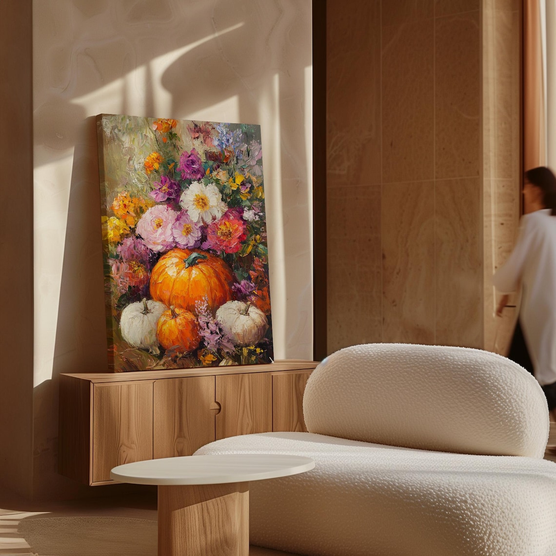 Fall Pumpkin And Floral Bouquet Vibrant Autumn Harvest Art Poster - Image 5
