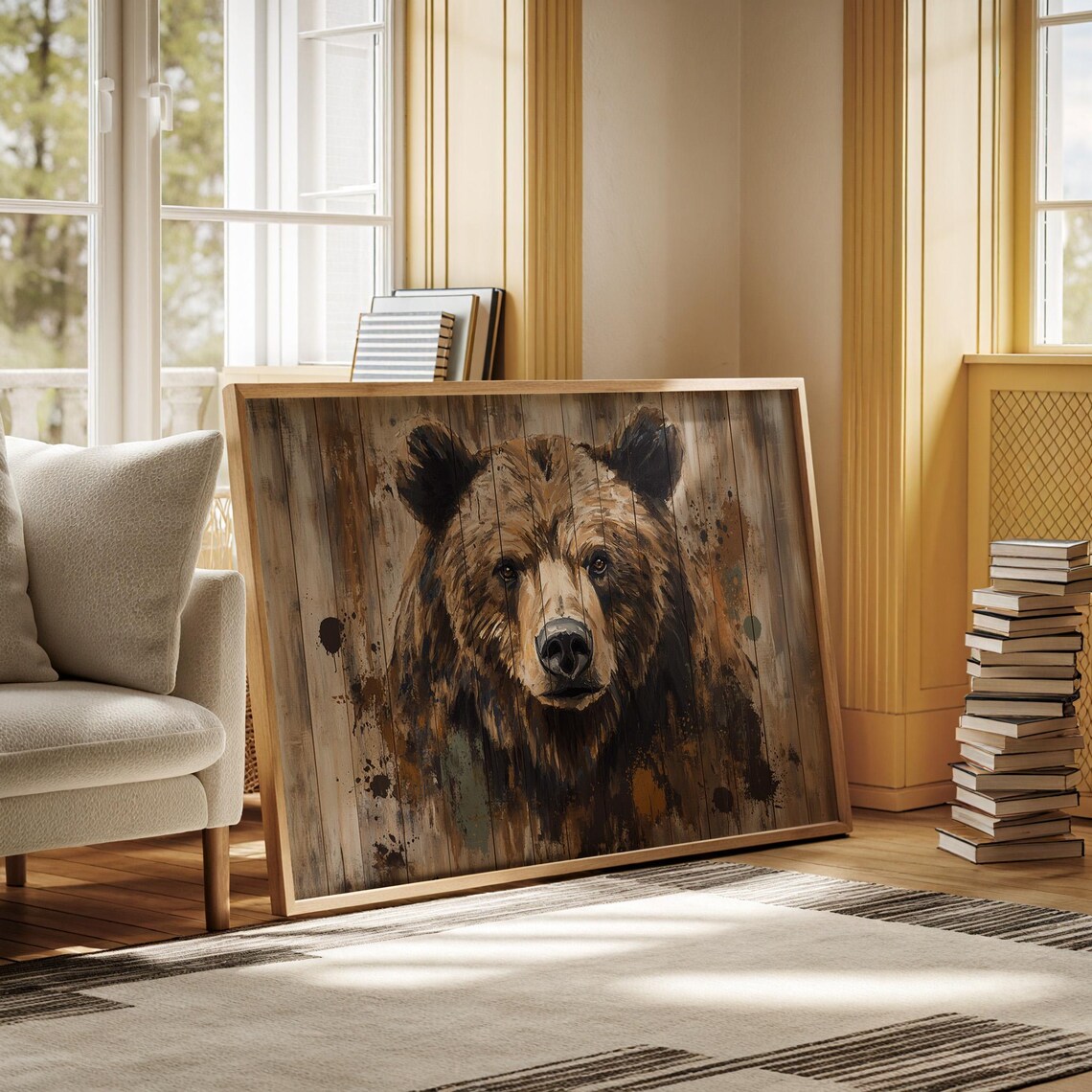 Rustic Bear Portrait, Wildlife Home Decor - Image 6