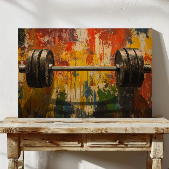 Gym Barbell Wall Art Weightlifting Motivation Poster Bold Fitness Decor Powerlifting Art Home Gym Workout Inspiration