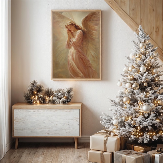 Heavenly Angel In Prayer Golden Light Painting