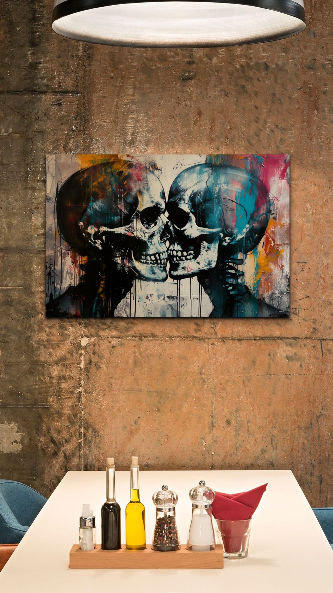 Kissing Skulls Couple Colorful Graffiti Street Art Love Poster - Image 5