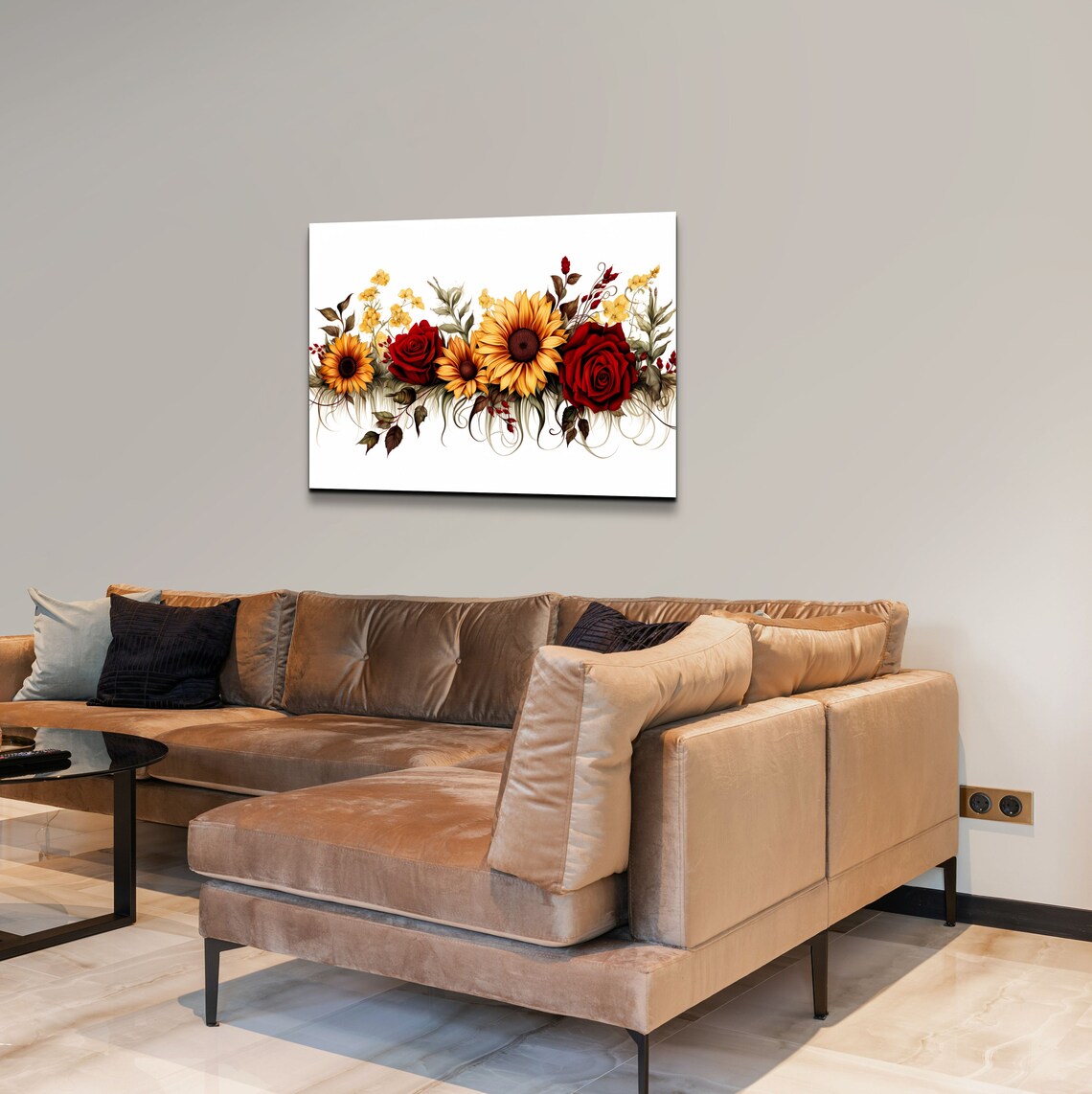 Sunflowers And Roses, Gallery Style Art Print - Image 7