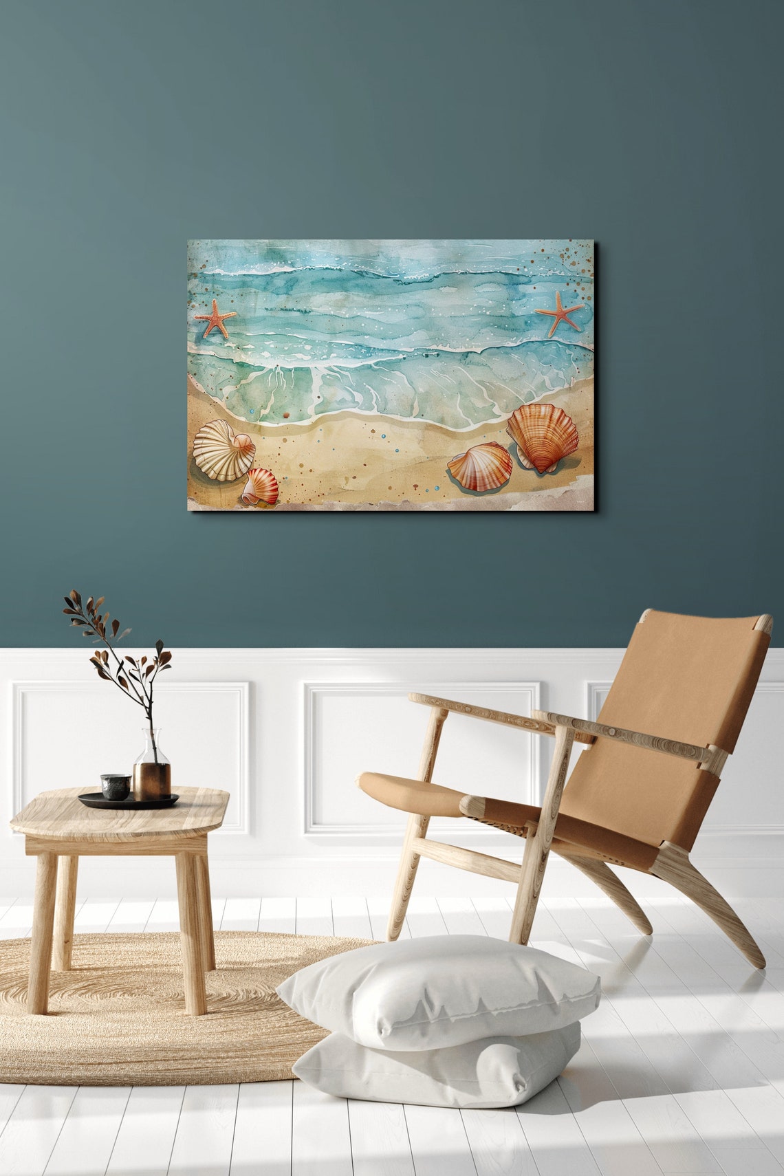 Beach Watercolor Scene With Seashells And Starfish Coastal Poster - Image 6