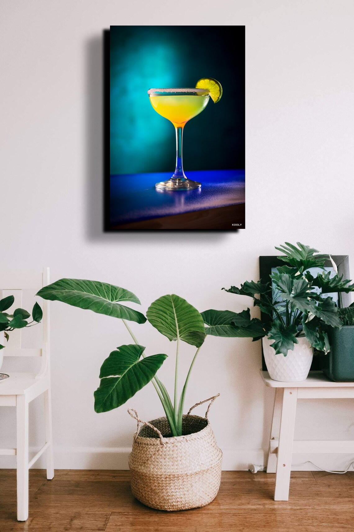 Festive Margarita Cocktail Lime Salt Rim Blue Bar Photo Poster - Image 4