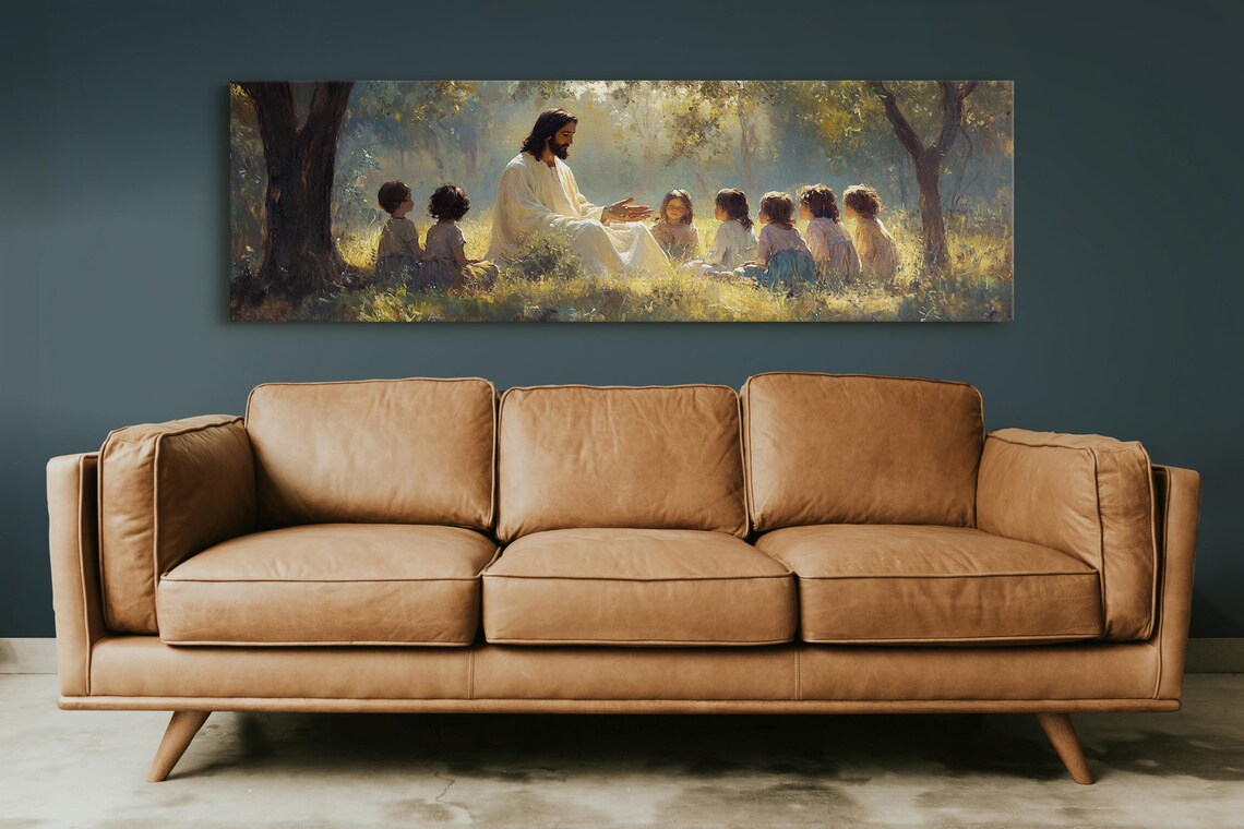 Jesus Teaching Children Vintage Christian Wall Art