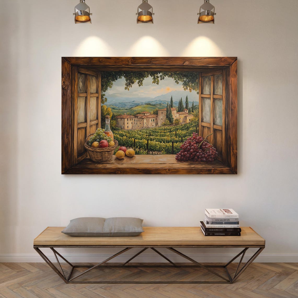 Tuscany Vineyard Window View Rustic Italian Countryside Art Poster - Image 4