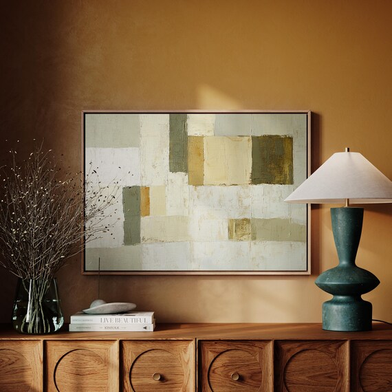 Modern Neutral Abstract Beige White And Gold Geometric Textured Wall Art Contemporary Minimalist Decor