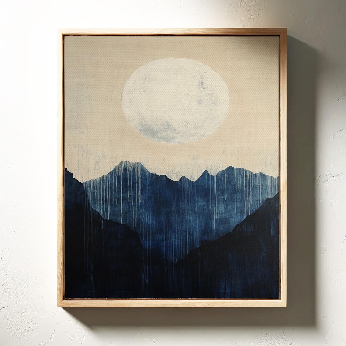 Minimalist Full Moon Abstract Mountain Landscape - Image 3