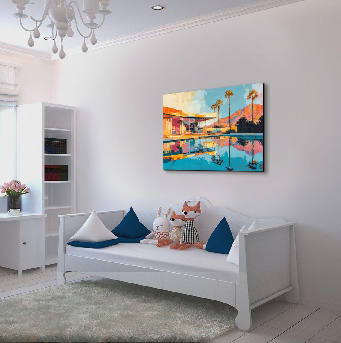 Palm Springs Mid Century House Palm Trees Pool Reflection Art Poster - Image 3