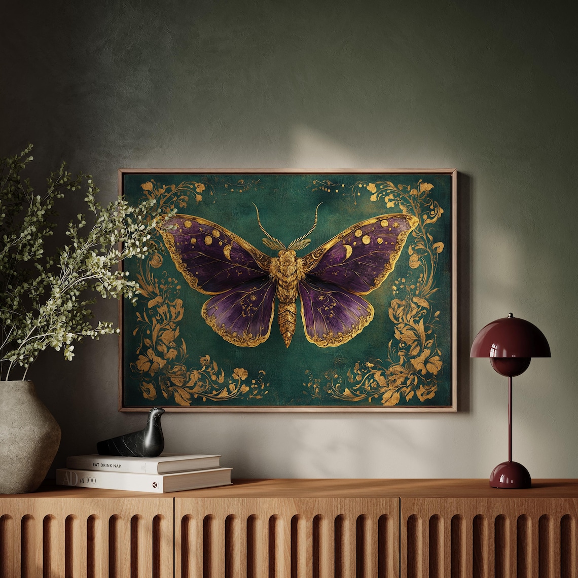 Elegant Purple And Gold Butterfly Art Print, Vintage Decor - Image 4