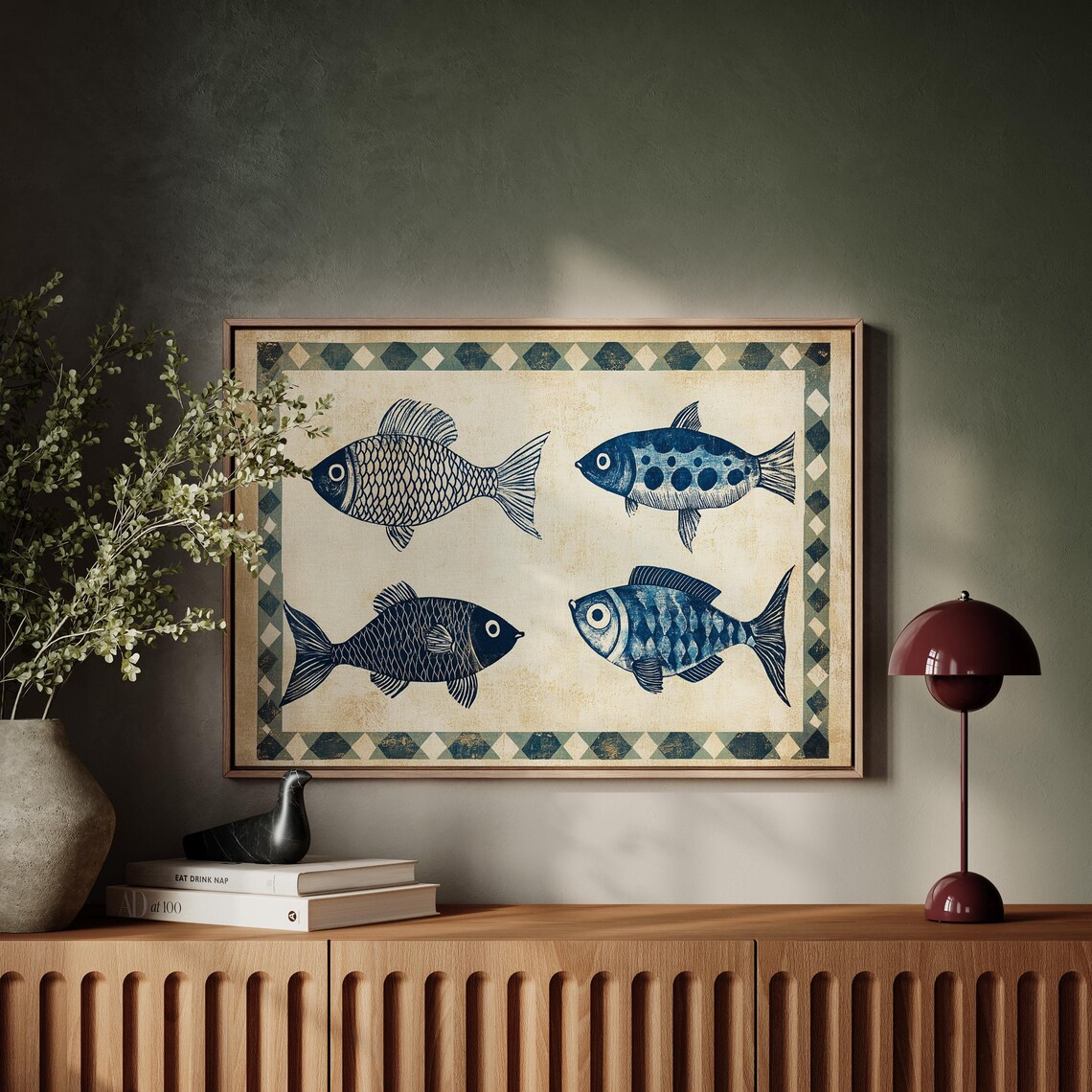Coastal Blue Fish Wall Art Nautical Hangable Art For Beach House Rustic Ocean Themed Home Decor - Image 6