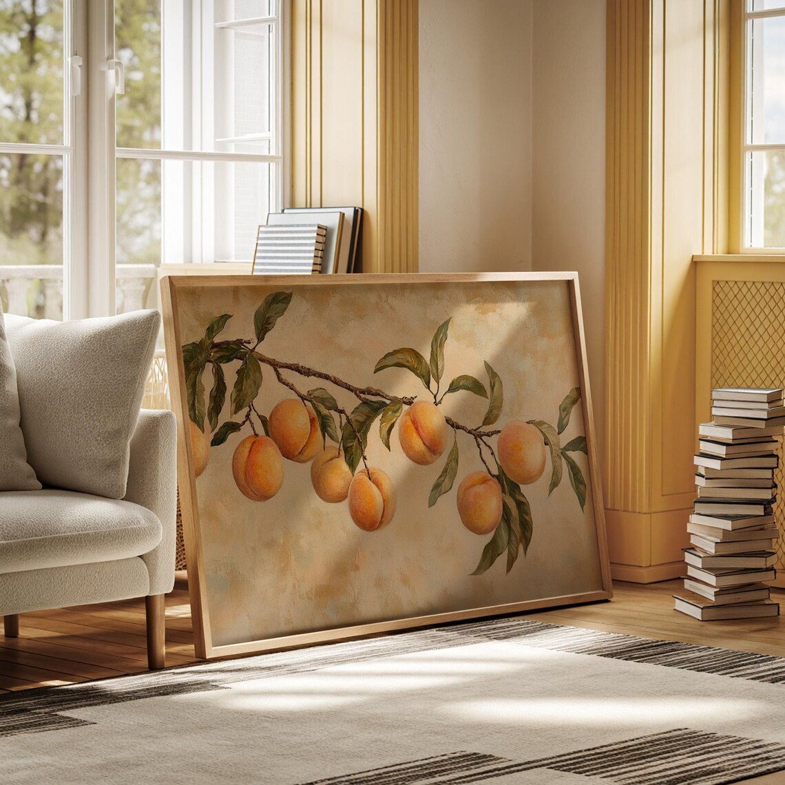 Rustic Peach Branch Art Print, Farmhouse Kitchen Decor - Image 4