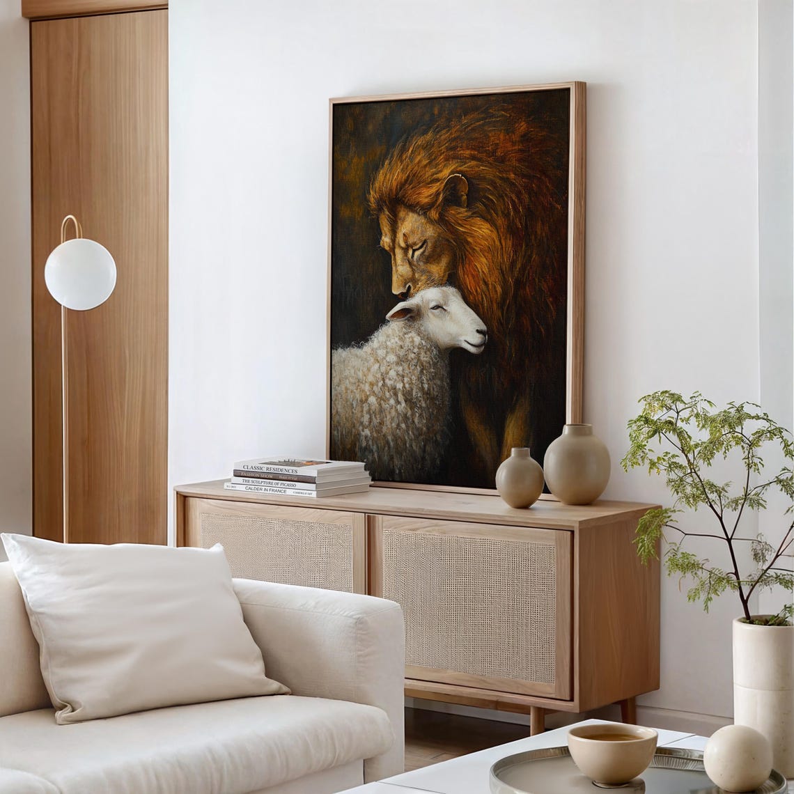 Lion And Lamb Serene Harmony Resting Together Christian Peace Poster - Image 6
