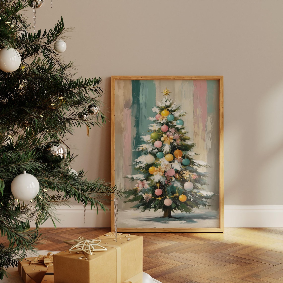 Colorful Christmas Tree Holiday Wall Art Print