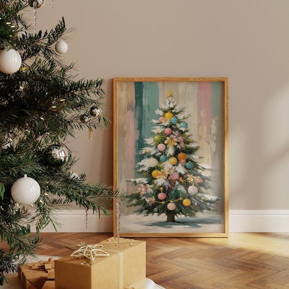 Colorful Christmas Tree Holiday Wall Art Print