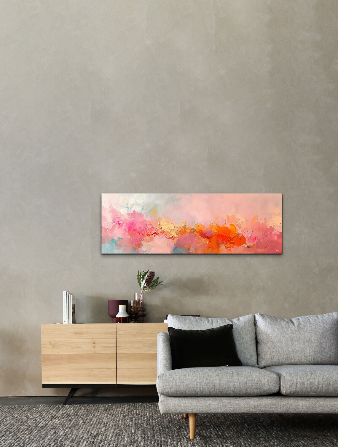 Panoramic Abstract Pink Color Swatch Art Print - Image 4
