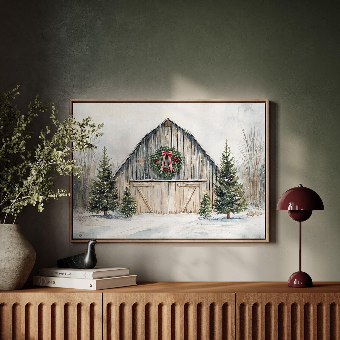Winter Christmas Time Farmhouse Art Print