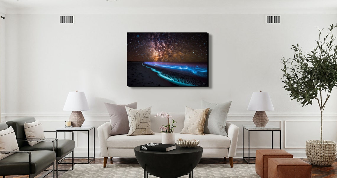 Milky Way Over Bioluminescent Beach Night Sky Photo Home Decor Poster - Image 6