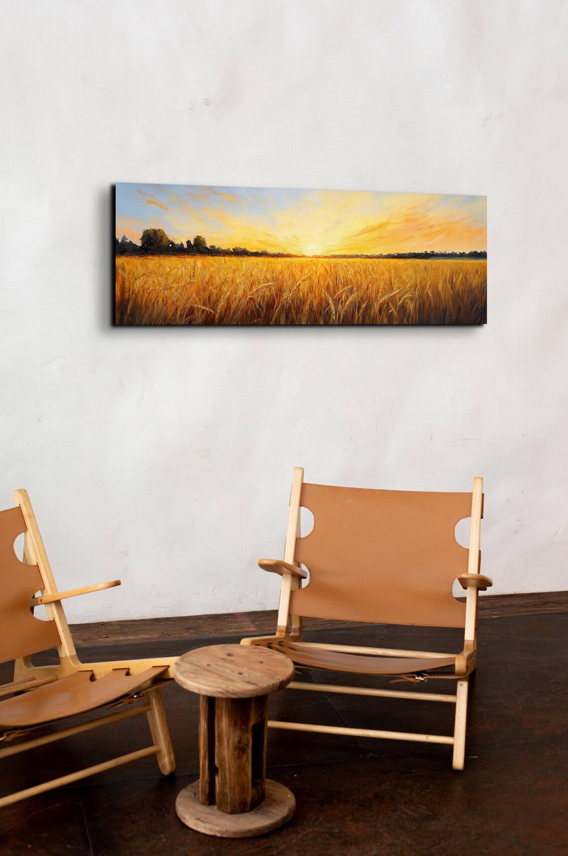 Serene Wheat Landscape, Panoramic Art Print - Image 4