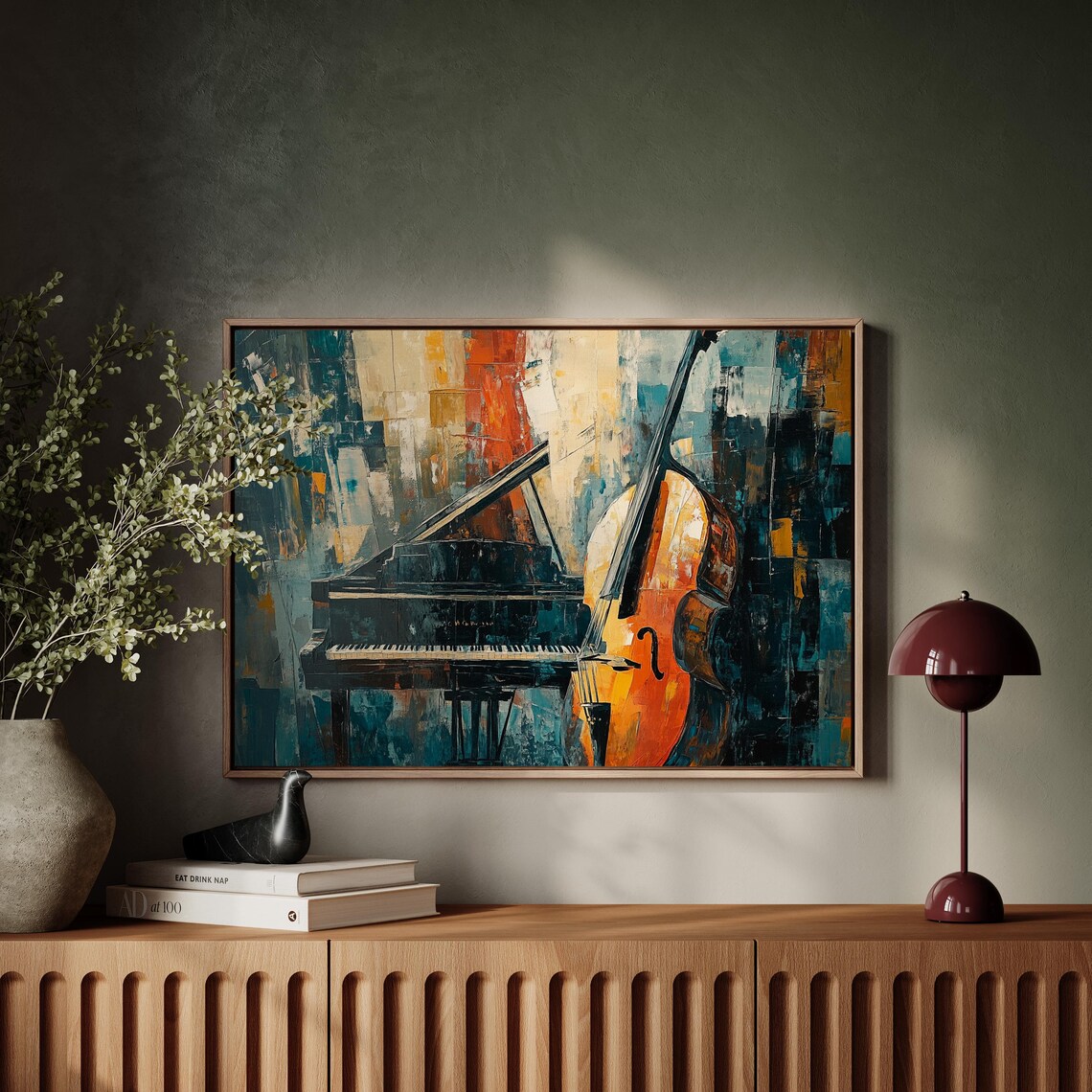 Abstract Piano and Cello Art, Modern Music Room Print - Image 4