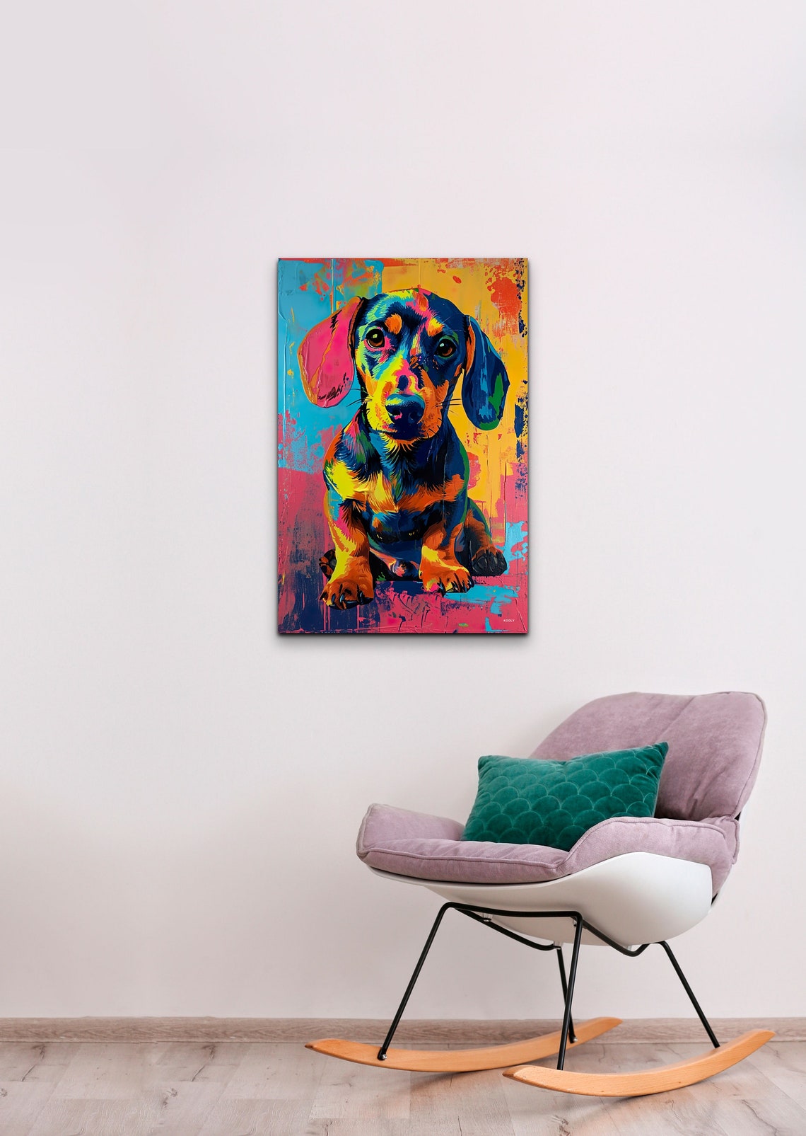 Dachshund Puppy Portrait in Vibrant Neon Pop Art Colors Poster - Image 5