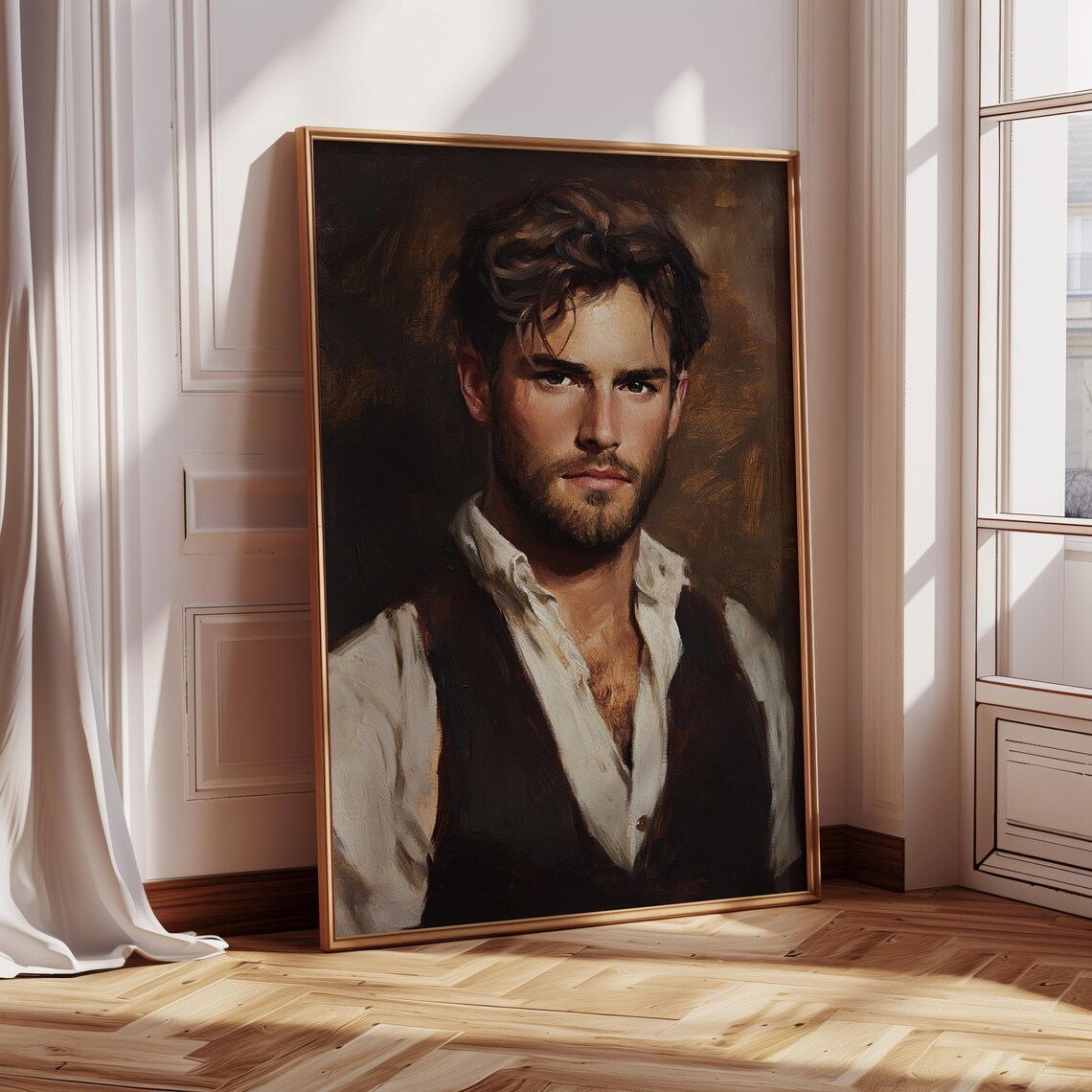 Watercolor Portrait Of Confident Bearded Man Art Print - Image 5