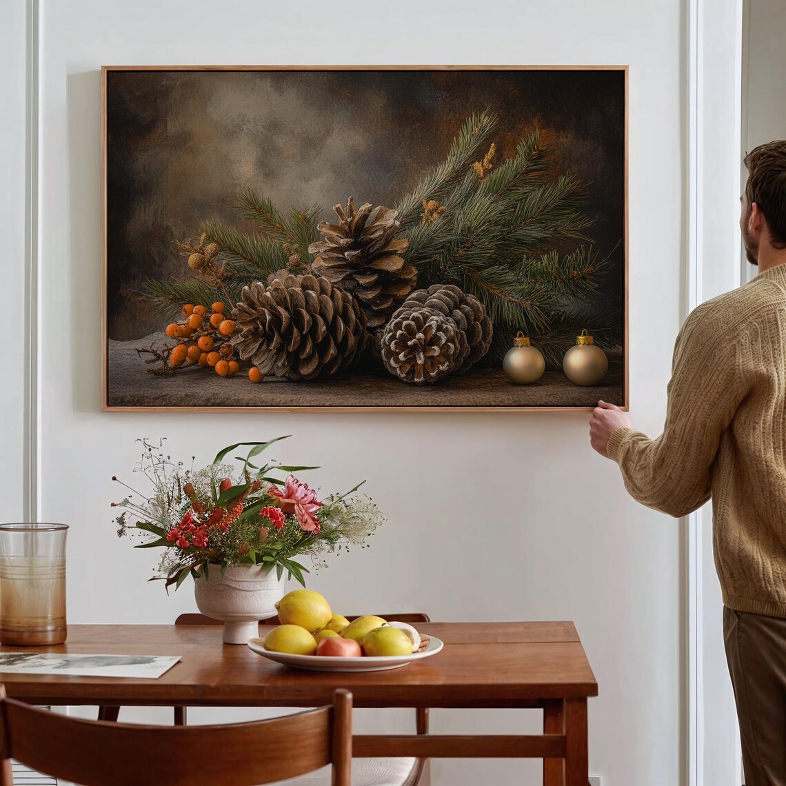 Rustic Holiday Pinecone And Evergreen Arrangement - Image 4
