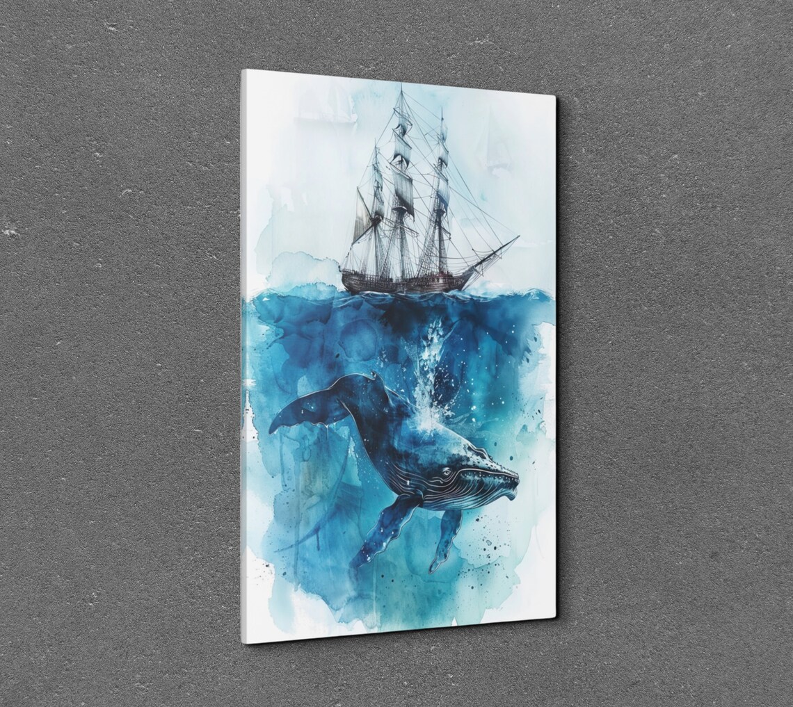 Whale Pirate Ship Watercolor Nursery Wall Art Print - Image 3