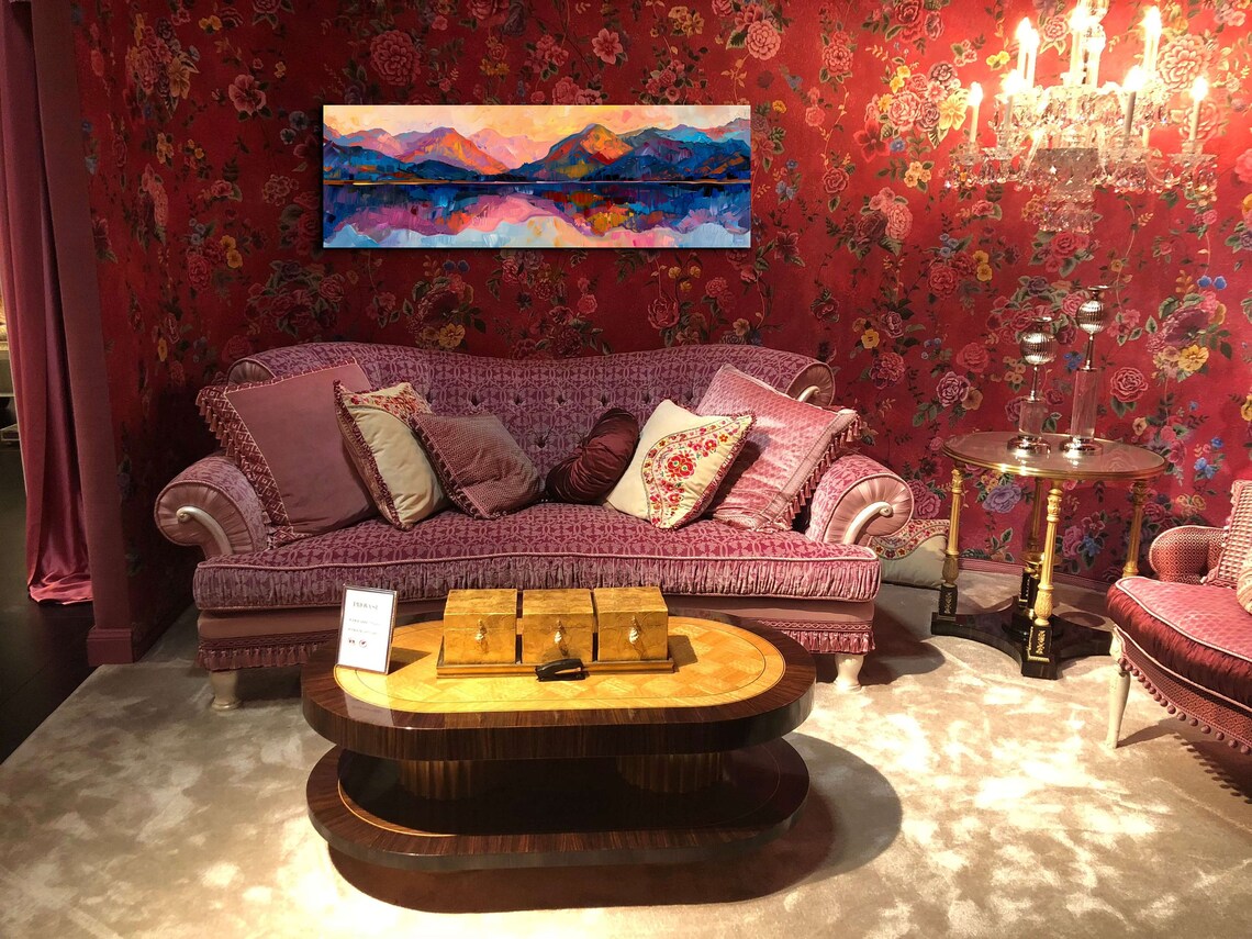 Panoramic Mid Century Modern Mountain Wall Art - Image 5