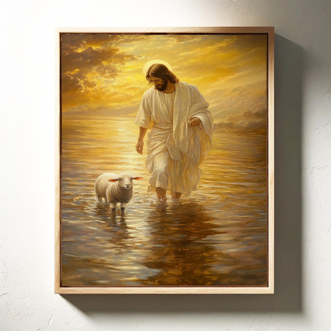 Jesus Walking With Lamb, Peaceful Christian Art Print - Image 3