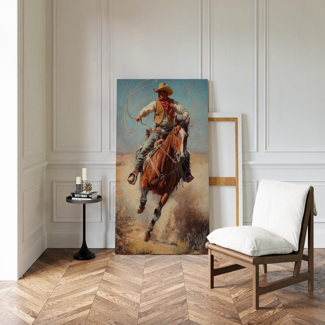Cowboy Swinging a Lasso from a Galloping Horse Western Poster - Image 2