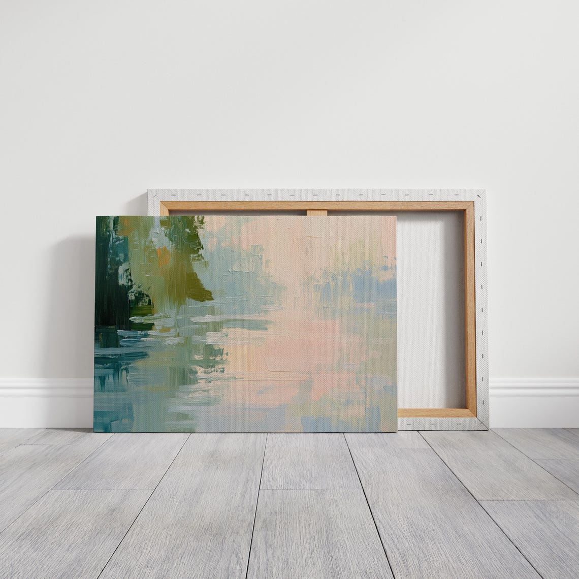 Pastel Abstract Impressionist Landscape Reflection Green Art Poster - Image 3