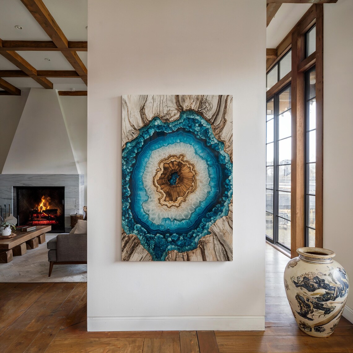 Crystal Geode and Wood Grain Agate Tree Ring Print - Image 4