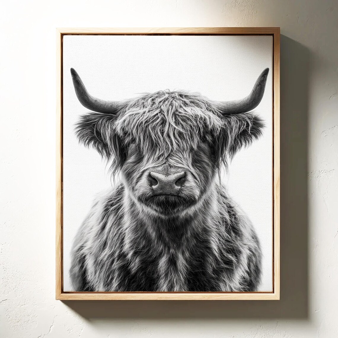 Highland Cow Portrait Black and White Farmhouse Country Poster