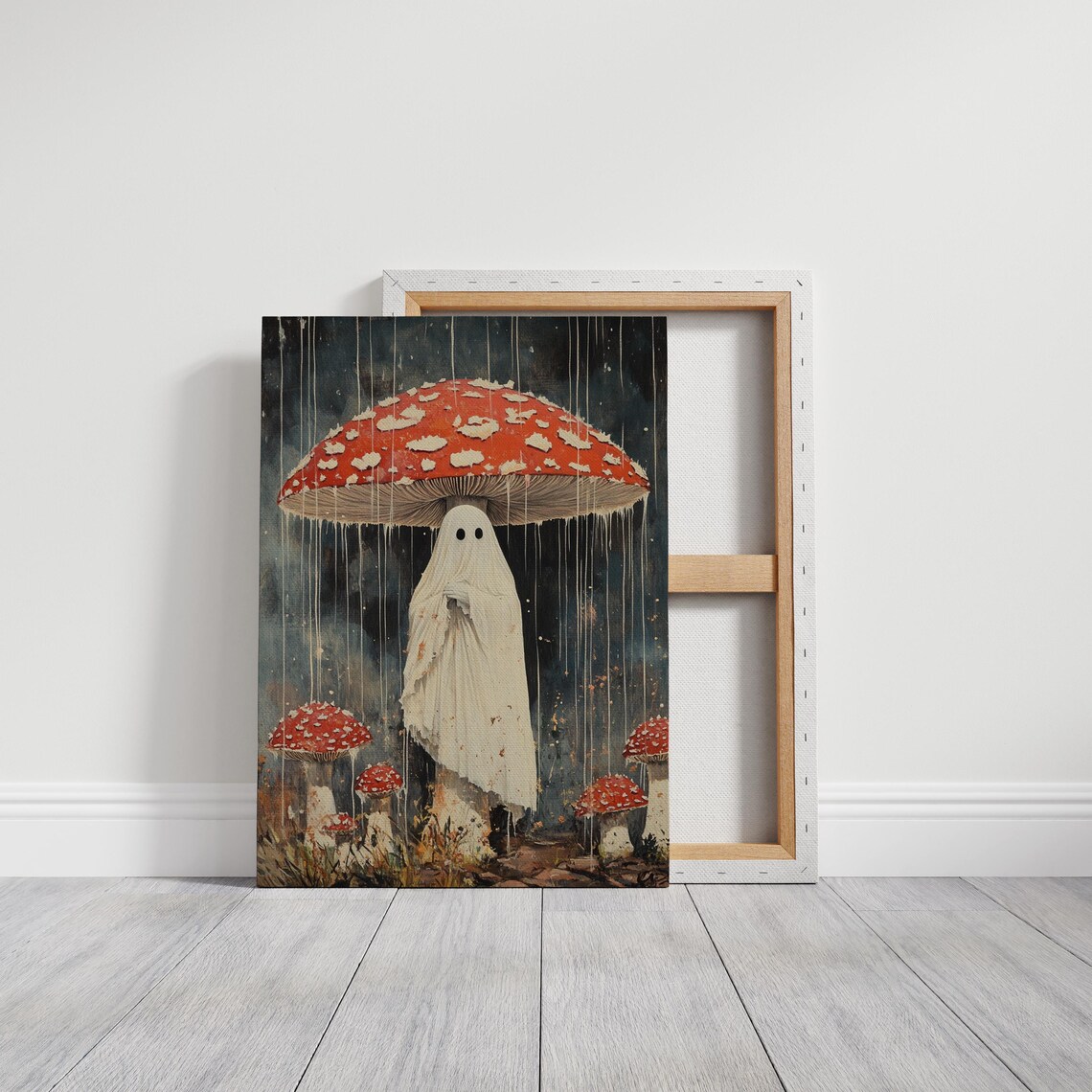 Whimsical Ghost Under Mushroom, Vintage Fantasy Art Print - Image 3