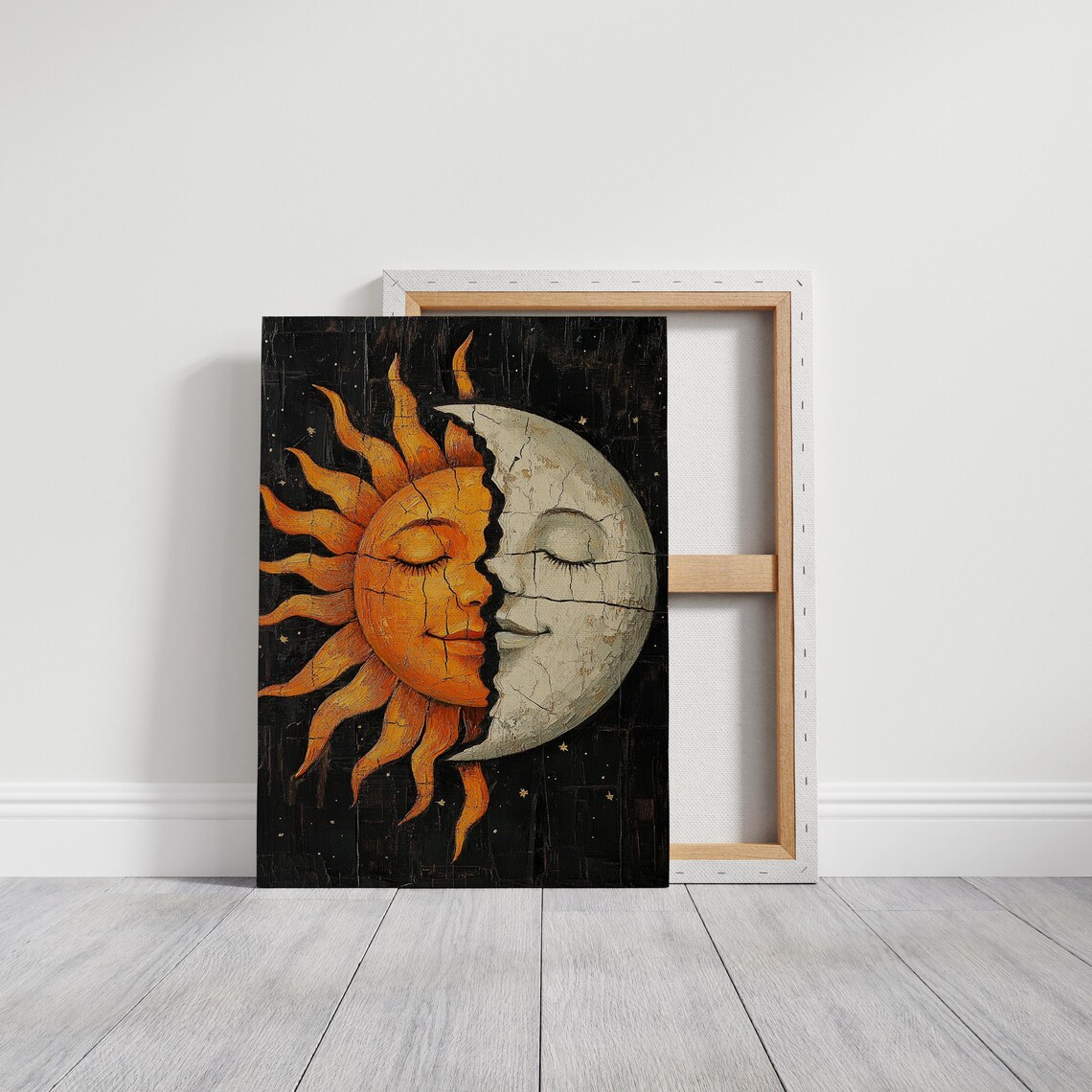 Sun And Moon Cracked Texture, Boho Celestial Harmony - Image 3