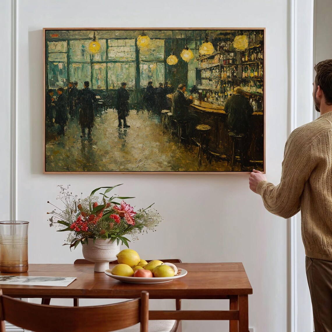 Atmospheric Bar Scene, Vintage Social Elegance Art Print - Image 4
