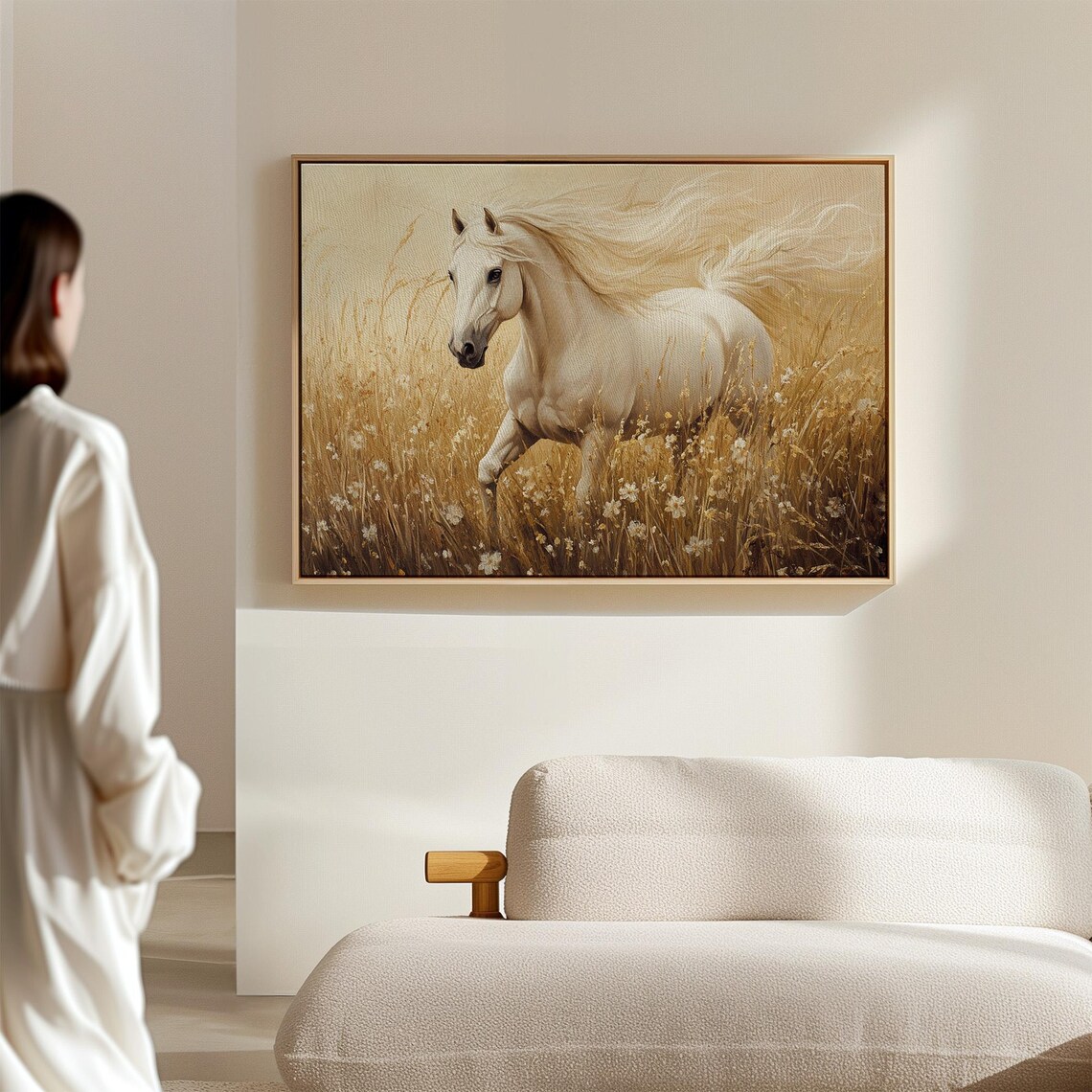 Running White Horse Golden Field Majestic Wild Equine Nature Poster - Image 6