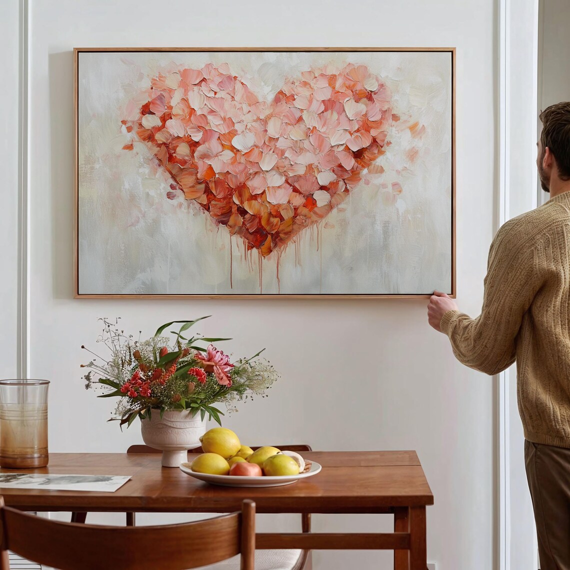 Floral Heart Abstract Painting, Romantic Decor - Image 5