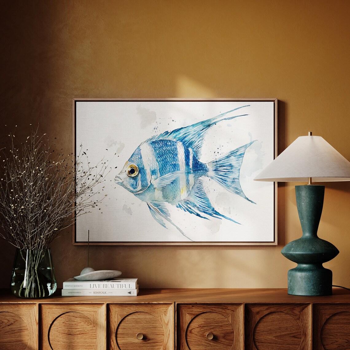 Blue Angel Fish Watercolor, Tropical Ocean Decor - Image 5
