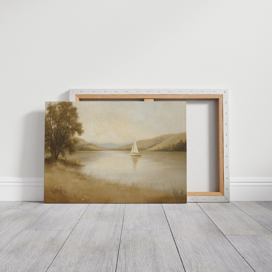 Sailboat Lake Minimalist Nautical Scene Art Print - Image 2