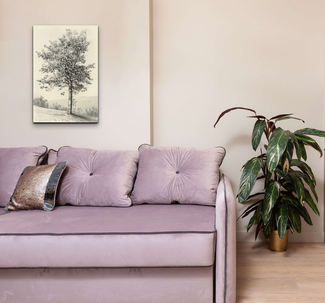 Oak Tree Charcoal Style Art Print, Neutral Decor - Image 4