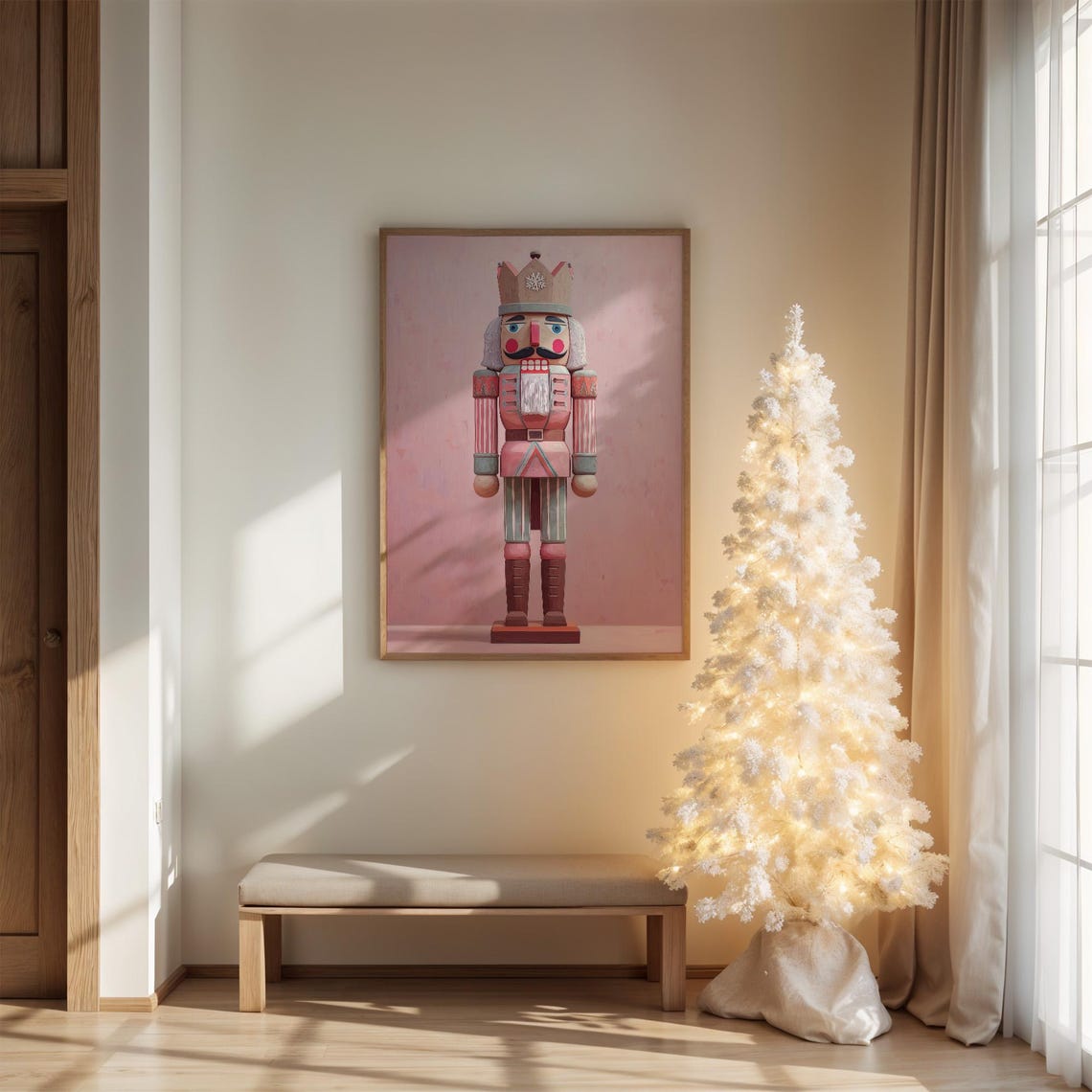 Pink Nutcracker Soldier Ballet Christmas Holiday Decor Poster