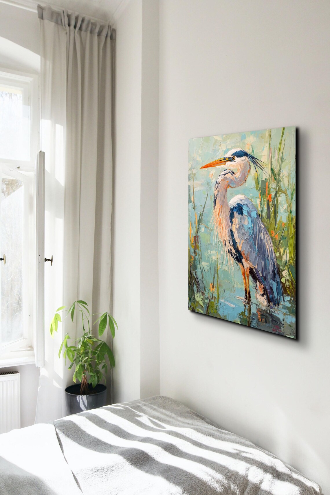 Blue Heron Oil Painting Art Print, Nature Study - Image 4