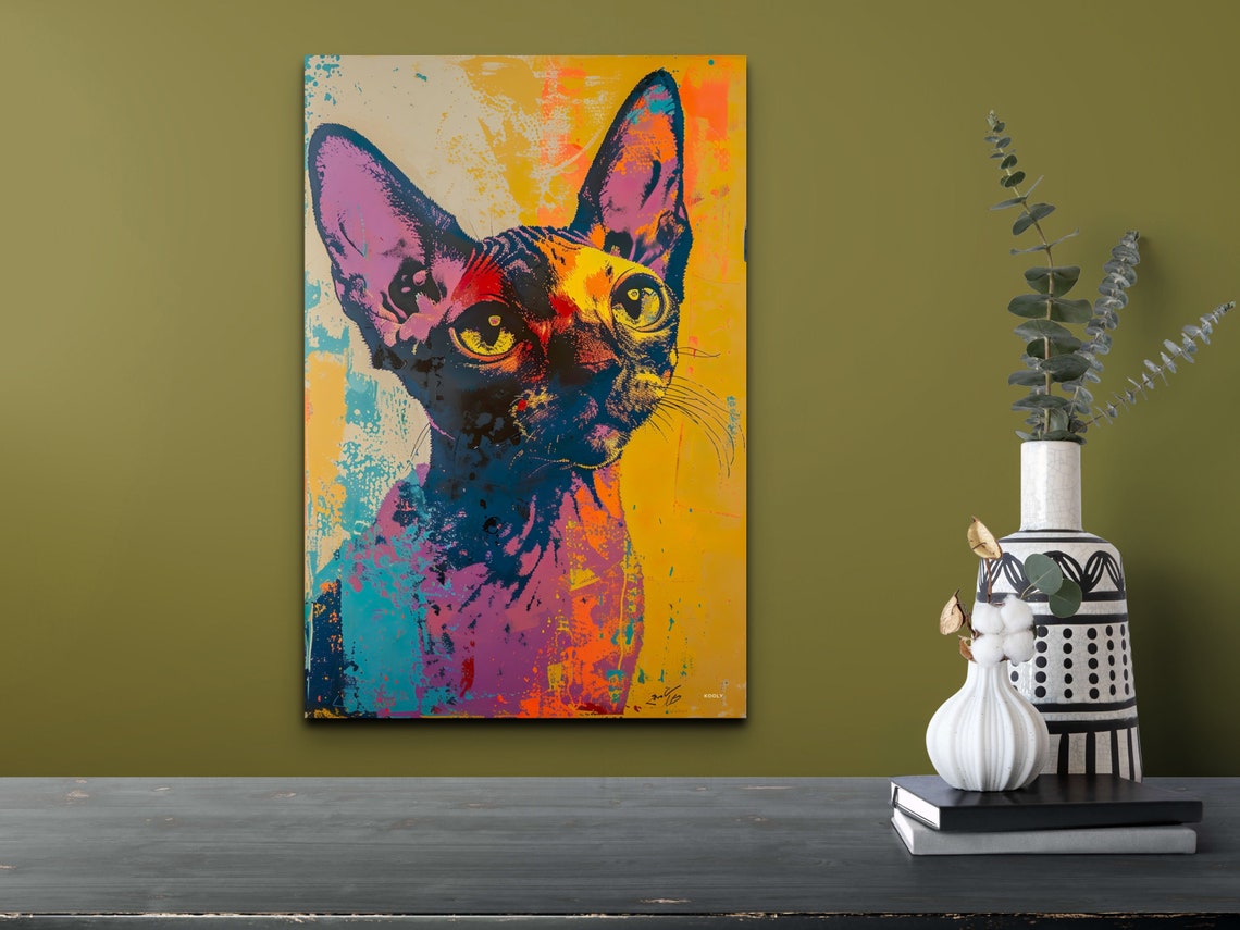 Devon Rex Cat Portrait, Animal Decor - Image 6