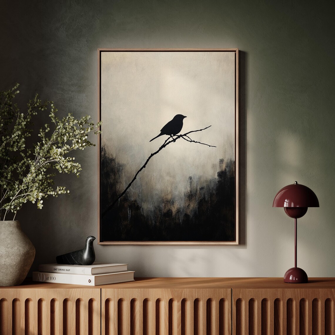 Black Bird Silhouette, Minimalist Art Print