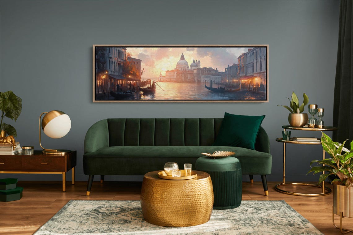 Venice Grand Canal Sunset Gondolas Romantic Italy Wall Art Print