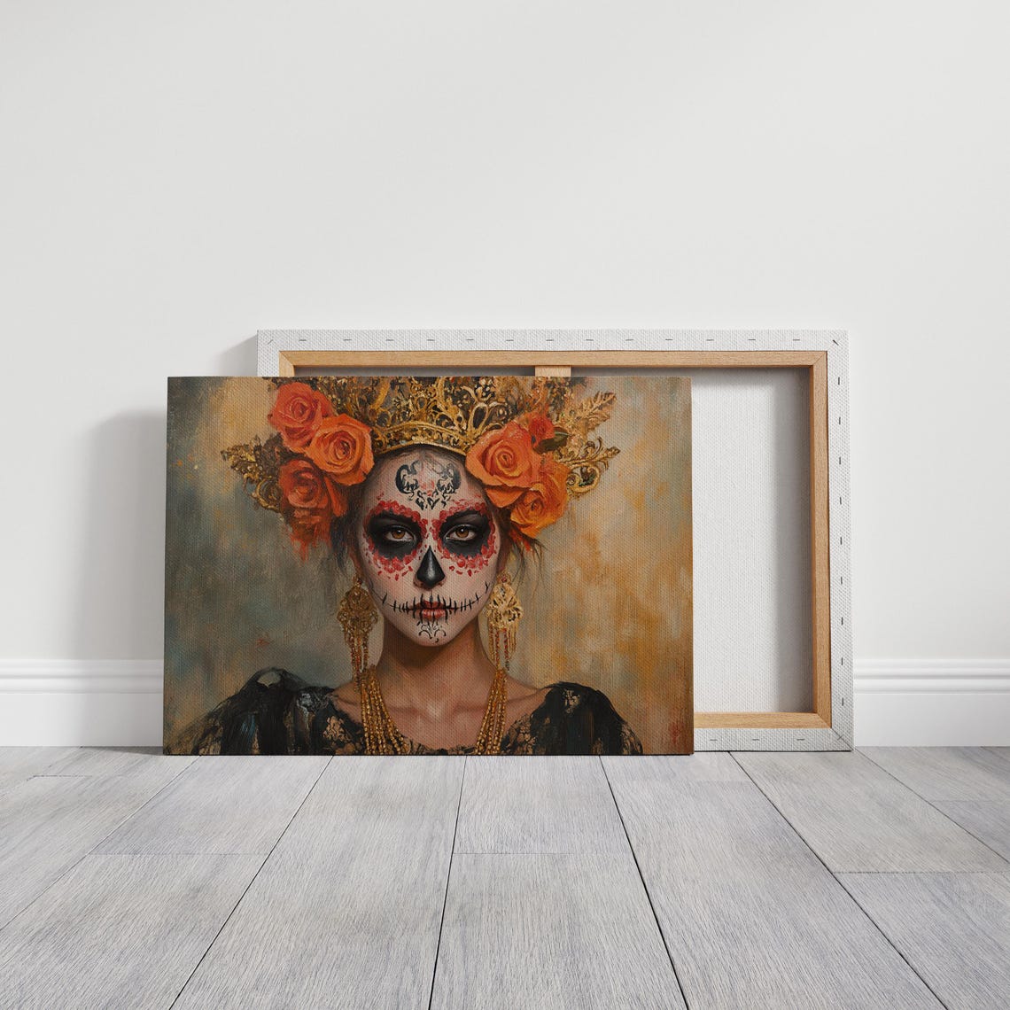 Dia De Los Muertos Woman Red Rose Crown Sugar Skull Art Poster - Image 7
