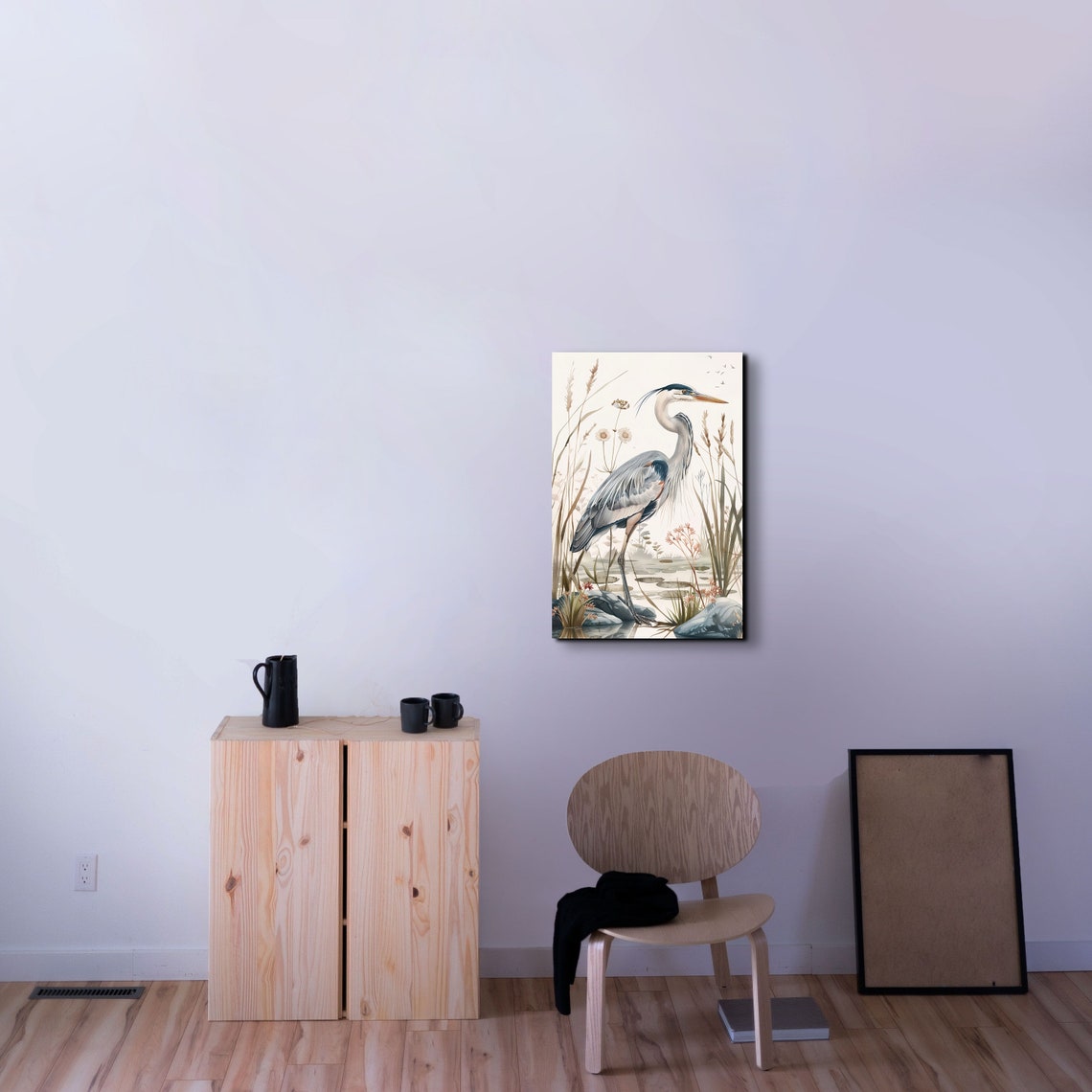 Great Blue Heron Watercolor Reeds Wetland Bird Coastal Poster - Image 4
