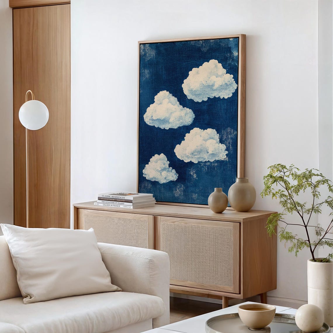 Indigo Blue Sky With White Clouds Vintage Cloudscape Scene Poster - Image 5